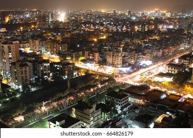 Vashi Navi Mumbai Night Skyline Blurry 