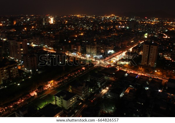 Vashi Navi Mumbai Night Skyline Blurry Stock Photo 664826557 | Shutterstock