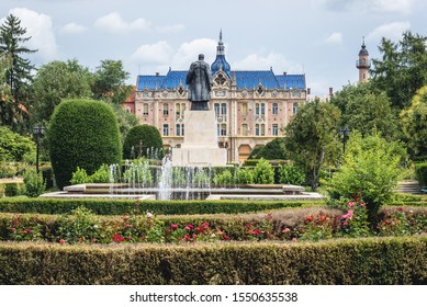 Vasile Lucaciu Monument And Historical Hotel Dacia In Satu Mare City, Romania