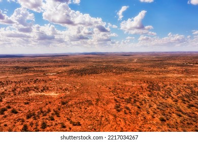 Vast Arid Deserted Red Soil Outback At Broken Hill To Silverton In Australia - Aerial Landscape.