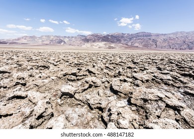 Vast salt desert of Devil's Golf Course in Death Valley National Park. California, USA