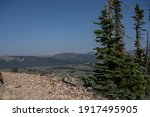 Vast Yellowstone Wilderness from Bunsen Peak Summit in summer