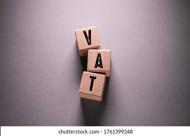 Vat Word Written On Wooden Cubes