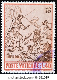 VATICAN - CIRCA 1965: A Stamp Printed In Vatican Shows Dante's Inferno, Circa 1965