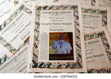 Vatican City, Holy See – March 13, 2013: Election Of POPE FRANCIS, Special Edition Of Official Vatican Newspaper L'Osservatore Romano Of March 13, 2013 At 8.30 P.m.