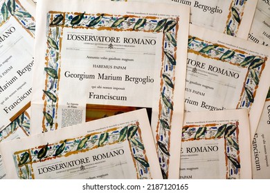 Vatican City, Holy See – March 13, 2013: Election Of POPE FRANCIS, Special Edition Of Official Vatican Newspaper L'Osservatore Romano Of March 13, 2013 At 8.30 P.m.