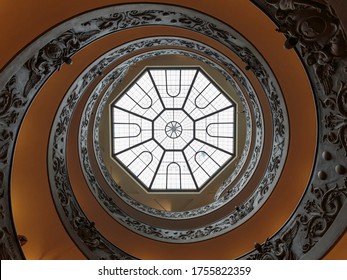 Vatican City - July 8, 2013: Bramante Staircase a double helix staircase in the Vatican Museum