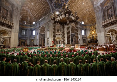 Vatican City, October 27, 2019. Pope Francis Celebrates A Mass For The Closure Of The Synod Of Bishops For The Amazon Region. 