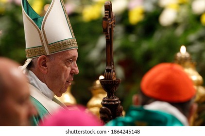 Vatican City, October 27, 2019. Pope Francis Celebrates A Mass For The Closure Of The Synod Of Bishops For The Amazon Region. 