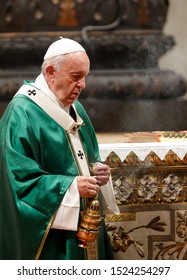 Vatican City, October 6, 2019. Pope Francis Celebrates A Mass For The Opening Of The Synod Of Bishops For The Amazon Region, In St. Peter's Basilica.