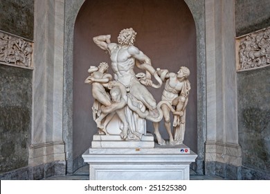 VATICAN CITY, ROME, ITALY - CIRCA JANUARY, 2015: Laocoon and his sons, also owns as Laocoon group, in Museo Pio Clementino, Vatican Museums.