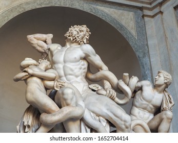 Vatican City State - October 29, 2019 : The statue of Laocoon and His Sons, also called the Laocoon Group (Gruppo del Laocoonte) of the Vatican Museums (Musei Vaticani) in Vatican City State.