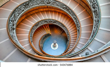 VATICAN - February 19, 2015: Spiral Staircase. famous double spiral staircase at the exit Vatican Museum, Rome, Italy 