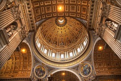 Vatican Inside Ceiling Michelangelo's Dome Looking Up Rome Italy