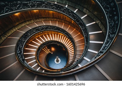 Vatican - Oct 16, 2018. Bramante Staircase in Vatican Museums. The double helix staircase is the famous travel destination of Vatican and Roma.