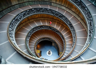 Vatican - October 30, 2013. Bramante Staircase in Vatican Museums. The double helix staircase is the famous travel destination of Vatican.