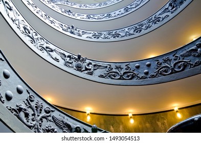 VATICAN, ROME, ITALY - AUGUST 8, 2013: The staircase (double helix), beautifully decorated, in Vatican Museums.