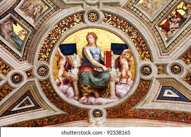 Vatican, Rome, Italy. Fresco Of Raphael, Stanza