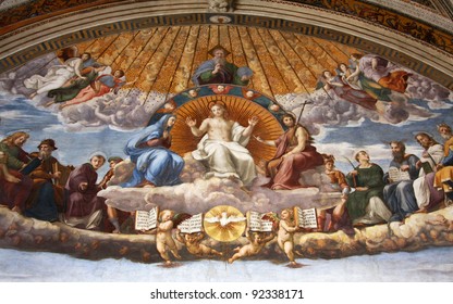 Vatican, Rome, Italy. Fresco Of Raphael, Stanza