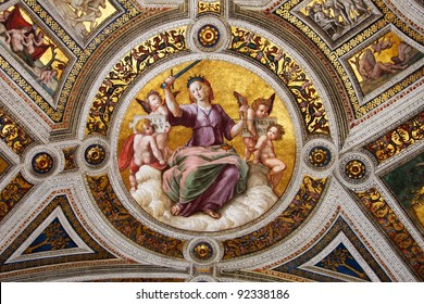 Vatican, Rome, Italy. Fresco Of Raphael, Stanza