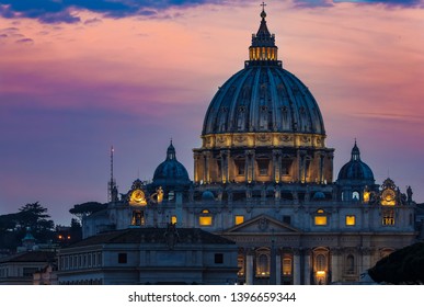 Vatican, Rome/Vatican, Italy - April 19, 2019: St. Peter's Basilica view