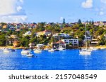 Vaucluse wealty suburb on Sydney Harbour waterfront around Double bay - residential houses view from ferry.