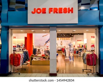 Vaughan, Ontario, Canada - June 4, 2019: Joe Fresh  Store Front At Vaughan Mills Mall Near Toronto. Joe Fresh Is A Fashion Brand And Retail Chain For Canadian Food Distributor Loblaw Companies 