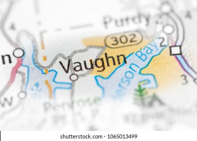 Vaughn. Washington. USA on a map.