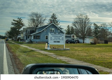 Vaughnsville, OH, December 23, 2020, Vaughnsville Community Center Sign And Exterior (formerly Public School Building)