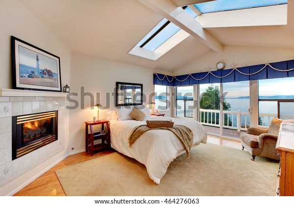 Vaulted Ceiling Bedroom Marine Concept Redondo Stock Photo