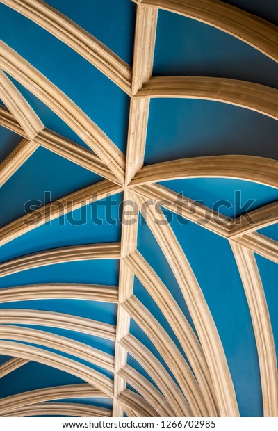 Vaulted Ceiling Curved Beam Abstract Architectural Stock