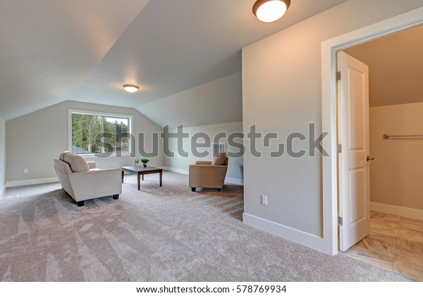 Vaulted Ceiling Family Room Interior Grey Stock Photo Edit Now