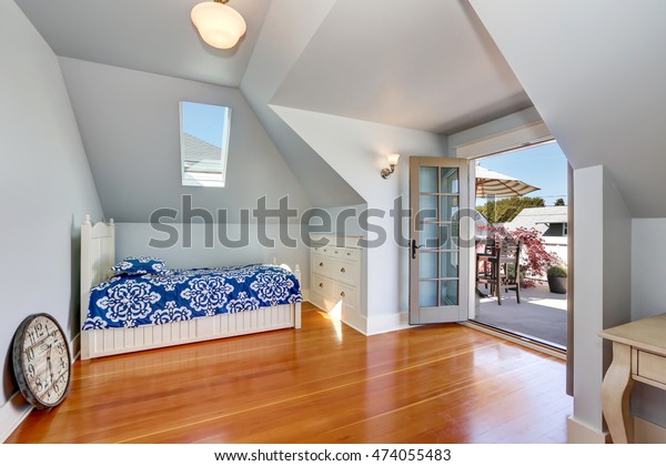 Vaulted Ceiling Kids Bedroom Attic Open Stock Photo Edit