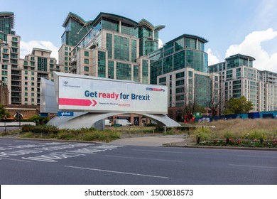 Vauxhall Cross, London, UK; 10th September 2019; Large Digital Billboard Displays Advertisement From The UK Government 