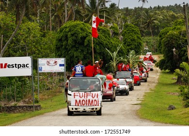 VAVAU, TONGA-NOVEMBER 17: Unidentified People Celebrate Arrival Of Fuifui Moimoi On His Home Island On November 17, 2013 In Tonga. Fuifui Is Tonga International Representative Forward In Rugby League.