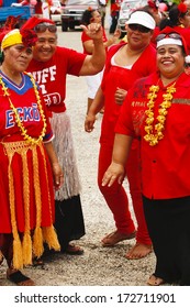 VAVAU, TONGA-NOVEMBER 17: Unidentified People Celebrate Arrival Of Fuifui Moimoi On His Home Island On November 17, 2013 In Tonga. Fuifui Is Tonga International Representative Forward In Rugby League.