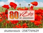 V-E Day 80th Anniversary 8 May, greeting card or web banner. Victory in Europe Day banner or poster