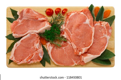 Veal Chop On Wooden Board