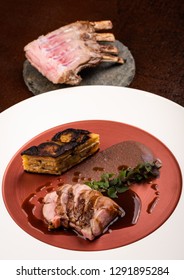 Veal Cutlets With Black Pudding, Potato Cake With Leek