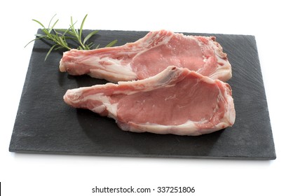 Veal Meat Chop In Front Of White Background