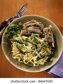 Veal Rib Roast With Asparagus And Fresh Pasta