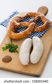 Veal Sausage Breakfast With Pretzel And Mustard