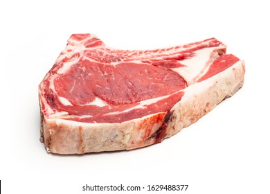 Veal steak isolated on a white background in a close up view