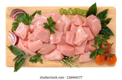 Veal Stew On Wooden Board