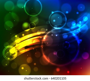 vector abstract bubble illustration. Bright colored light waves with circles. Wallpaper, poster, banner, infographics advertisement design element - Shutterstock ID 640201105