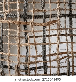 Vector fabric texture. Distressed texture of weaving fabric. Grunge background. Abstract halftone vector illustration. Overlay to create interesting effect and depth. Black isolated on white. EPS10.