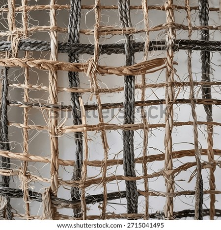 Vector fabric texture. Distressed texture of weaving fabric. Grunge background. Abstract halftone vector illustration. Overlay to create interesting effect and depth. Black isolated on white. EPS10.