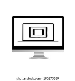 vector illustration black modern monitor, tablet, laptop, phone together on white background vector - Shutterstock ID 190273589