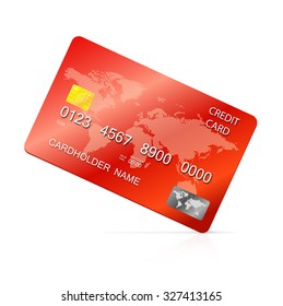 Vector Illustration Of Detailed Red Credit Card, Isolated On White