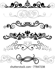 Vector illustration: set of swirling  decorative floral elements